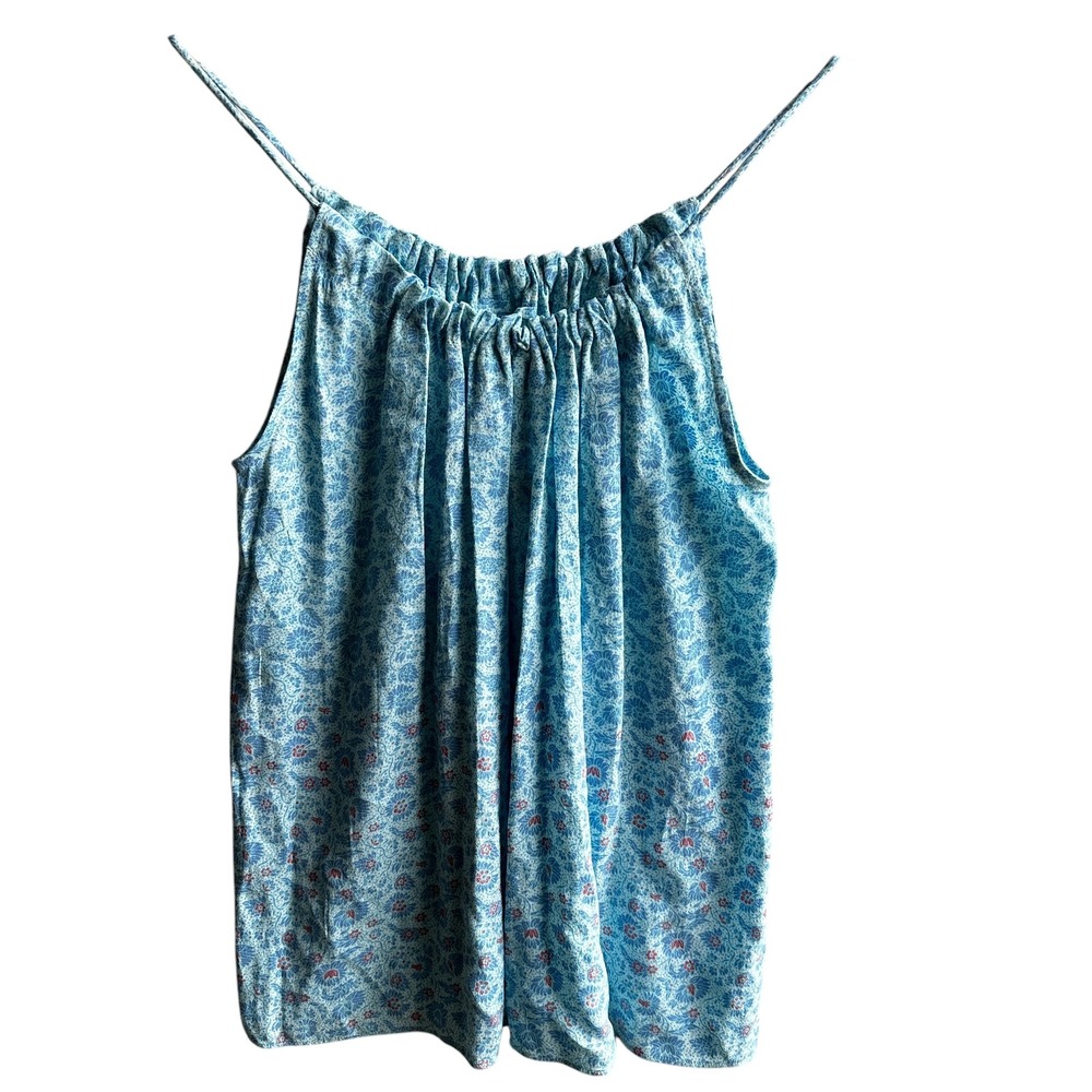 GAP Floral Print‎ Tank Top Summer Beach Coastal Lightweight  Casual Blue XS NWT